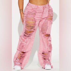 Higher Love Ripped Cargo Jean- Fashion Nova